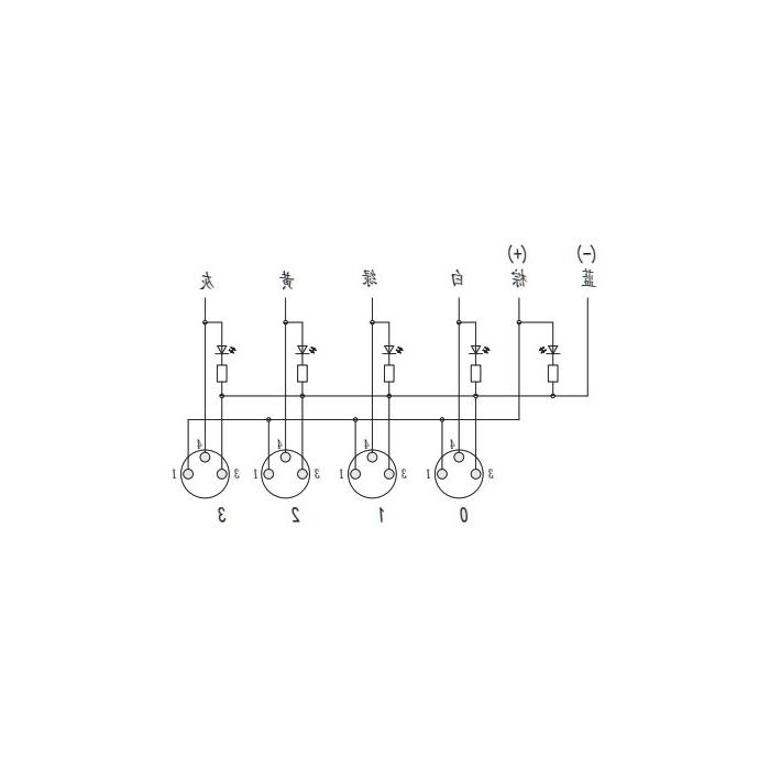 M8 junction box, single channel, PNP, 4-port all-in-one, LED, PUR flexible cable, black sheath, 23P401-XXX